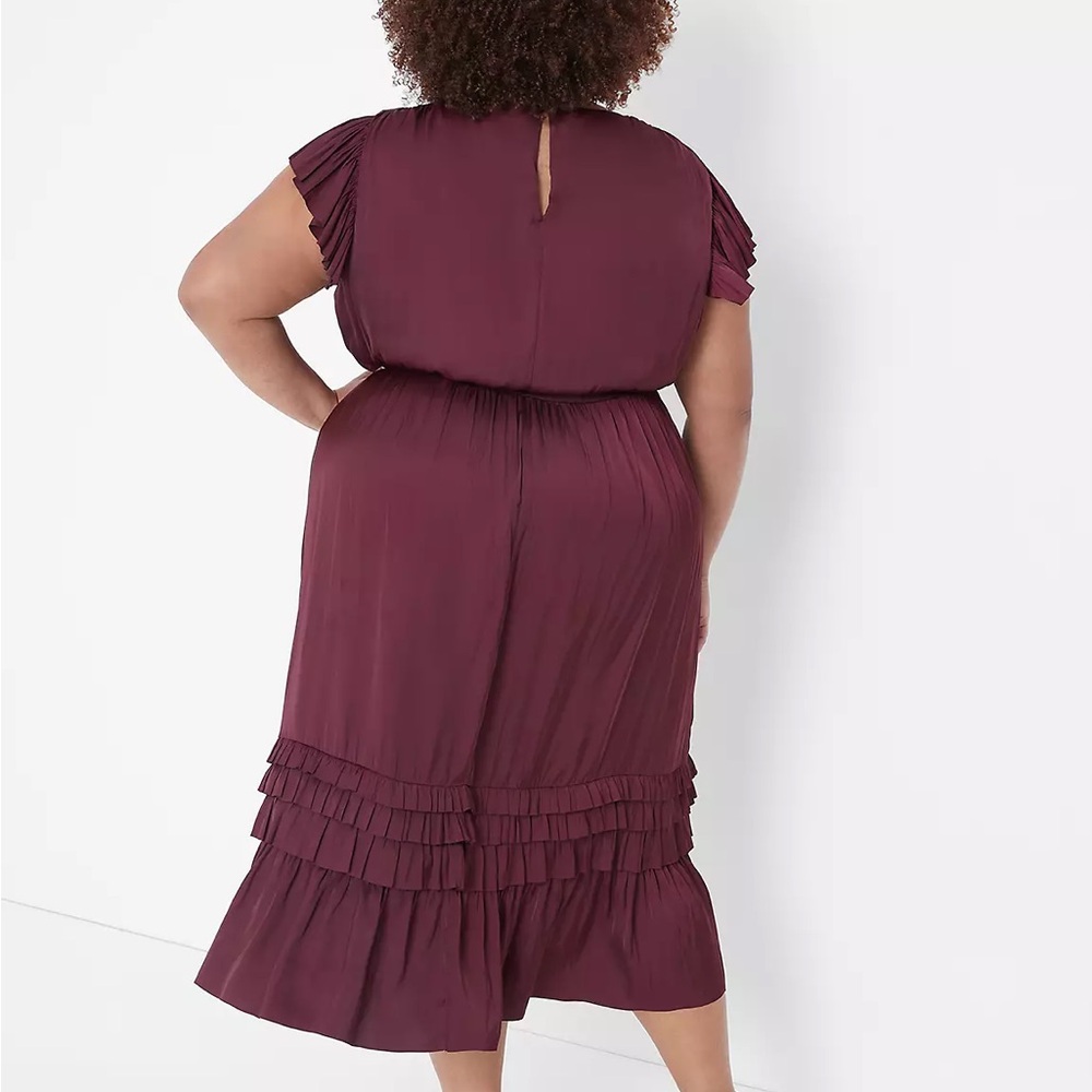 Lane Bryant Red Ruffled Tiered Midi Dress